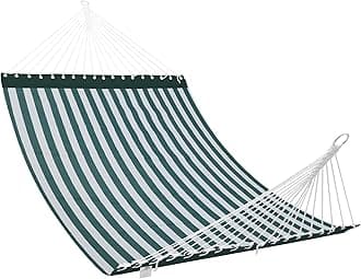 Patio Watcher 13 FT Quick Dry Textilene Hammock - Outdoor Double Hammock - Heavy Duty Hammocks for Outside - 450 lbs Capacity - Green White