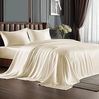 BEDELITE Satin Sheets Twin XL Size Bed Set, Luxury Soft Beige Silky Sheets for Hair and Skin, Similar to Silk Bed Sheets Set 3 Pieces （1 Deep Pocket Fitted Sheet, 1 Flat Sheet, and 1 Pillowcase）
