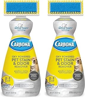 Carbona 2-in-1 Oxy-Powered Pet Stain & Odor Remover w/Active Foam Technology | 22 Fl Oz, 2 Pack