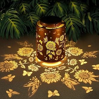 Solar Outdoor Lanterns, Butterflies Garden Decor LED Light Hanging Waterproof Metal Lanterns for Patio, Pathway, Yard