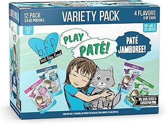 Weruva B.F.F. Play - Best Feline Friend Paté Lovers, Aw Yeah!, Paté Jamboree! Variety Pack, 3oz Pouch (Pack of 12)