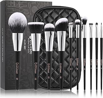 DUcare Makeup Brush Set, 10 Pieces, Cosmetic Brushes, Premium PU Storage Pouch, Cosmetic Brushes, Made with Premium Taklon, Super Soft, Makeup Brushes, For Full Makeup, Easy to Apply, Good Powder