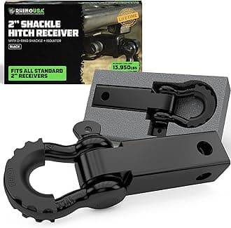 RHINO USA Shackle Hitch Receiver, Best Towing Accessories for Trucks & Jeeps, Connect Your Rhino Tow Strap for Vehicle Recovery to This 31,418 Lbs Capacity Reciever, Mounts to 2' Receivers!