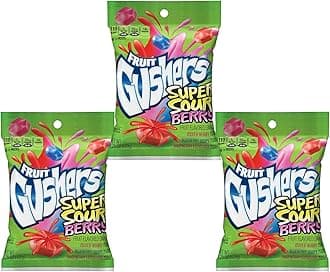 Super Sour Berry Fruit Gushers 3-Pack. Gluten-free and packed with Vitamin C.