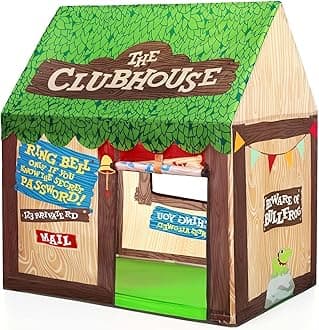 Swehouse Clubhouse Tent Kids Play Tents for Boys School Toys for Indoor and Outdoor Games Children Playhouse with Roll-up Door and Windows