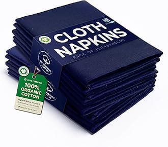 LivinEase Cotton Cloth Napkins Set of 12-100% Cotton 46 x 46 cm Reusable Oversized Navy Dinner Napkins -Heavy Weight Hotel Quality Pure Cotton Fabric -Ideal for Home Use & Events