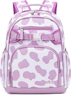 Cute Small Little Kids Cow Print Backpack Kindergarten Preschool Backpacks for Girls Ages 2-4-6 (Purple Cow Print)
