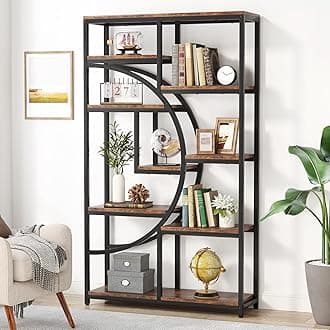 Bookshelf, Industrial 5 Tier Etagere Bookcase, Freestanding Tall Bookshelves Display Shelf Storage Organizer with 9-Open Storage Shelf for Living Room, Bedroom
