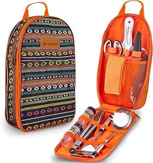 Camp Kitchen Cooking Utensil Set Travel Organizer Grill Accessories Portable Compact Gear for Backpacking BBQ Camping Hiking Travel Cookware Kit Water Resistant Case