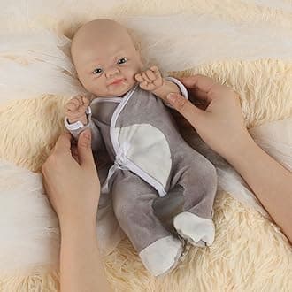 Vollence 18 inch Full Silicone Baby Doll Realistic Boy Waterproof Eye Open Anatomically Correct Stress Relief Anti-Stress with Feed Kit Accessories & Gift Box - Boy