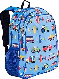Wildkin Kids 15 Inch Backpack for Boys and Girls, Perfect Size for Preschool, Kindergarten and Elementary School, 600-Denier Polyester Fabric Backpacks, BPA-free, Olive Kids(Trains, Planes and Trucks)