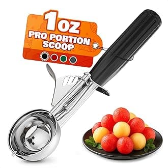 1 Oz Ice Cream Scoop with Trigger #30 - Versatile 1 Oz Scoop for Gelato, Cookie Dough Baking, Sorbet & Meatballs - Rust-Resistant Stainless Steel, Easy to Clean | Great Portion Control for Daily Prep