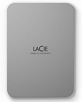 LaCie LaCie External HDD Hard Disk 4TB Mobile Drive for Mac/iPad/Windows, Moon Silver, 3-Year Warranty STLP4000400