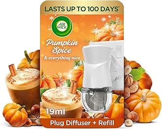 Air Wick Plug in Diffuser Kit, Pumpkin & Winter Spice, 1 Device & 1 Refill (19 ml), Long Lasting Fragrance, Lasts up to 100 days, Plug in Air freshener