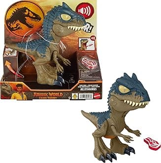 Mattel Jurassic World Chaos Theory Mega Roar Allosaurus Dinosaur Toy with Sound & Stretchable Jaw Tendons, Increasing Roar Levels & Feeding Feature