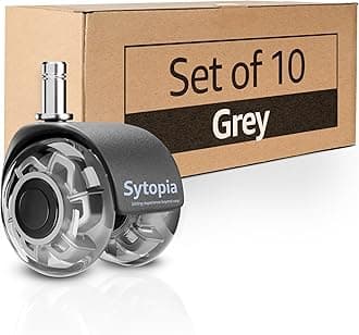 Sytopia Office Chair Wheels Replacement Set of 10, 11x22mm Pin Office Chair Castors for Hardwood Floor, Carpet, Smooth and Silent Gliding, Safe for All Floors (Grey, Not Compatiable with 1KEA)