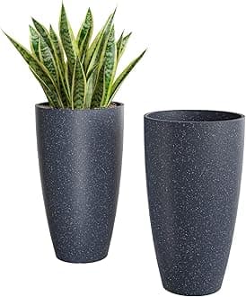 QCQHDU21 inch Tall Planters for Indoor & Outdoor Plants, 2 Pack Sturdy Plant-Flower-Tree Pots for Front Porch Patio Deck Living Room Decor