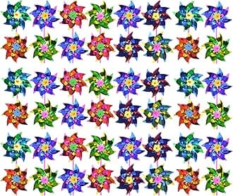 100pcs Plastic Rainbow Pinwheel,Windmill Party Pinwheels DIY Pinwheels Set for Toy Garden Lawn Party Decor (100)