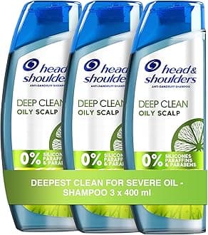 Deep Clean For SEVERE Itchy Scalp, Anti-Dandruff Shampoo, Free of Silicones, Parabens and Paraffins, 400 ml (Pack of 3)