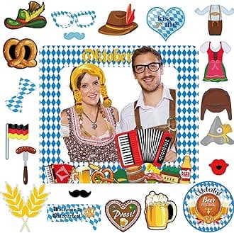 POPOYU Oktoberfest Party Inflatable Photo Booth,23Pcs Photo Booth Props Selfie Picture Frame,Oktoberfest Party Game Accessories,Giant Props Celebration Blow Up Party Props for Bavarian Beer Festival