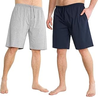 Mens Pyjama Shorts - Comfy Lounge Shorts with Pockets Pack of 2