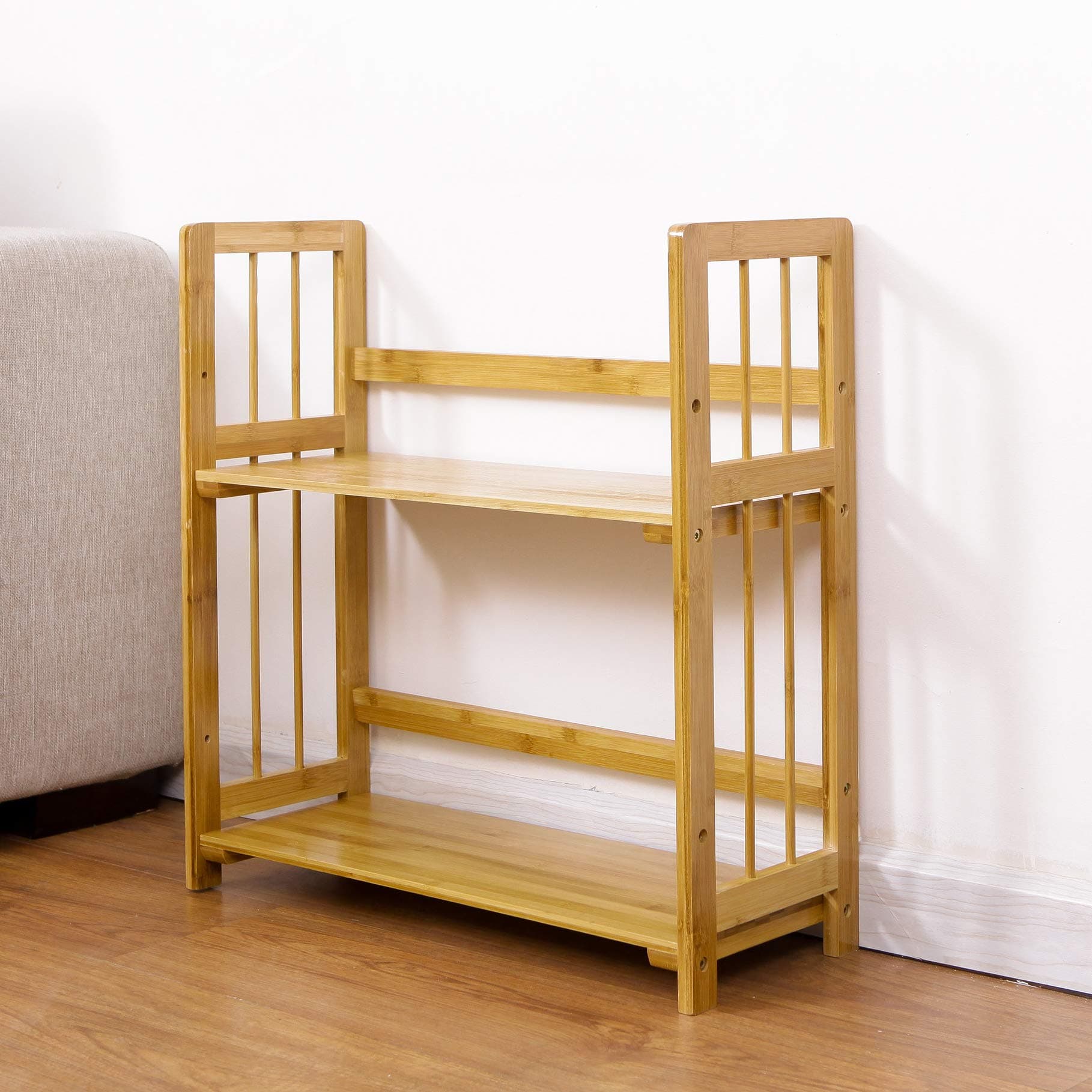 Bamboo Bookshelf 2-Tier Book Rack Storage Rack