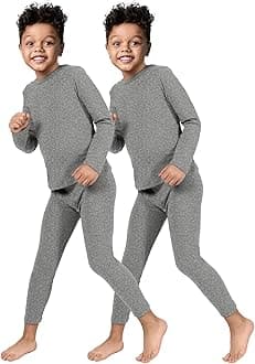 ROCKY Thermal Underwear for Kids, Boys 2 Pack Thermals, Long Johns Underwear, Base Layer for Cold Weather/Skiing - Pack of 2