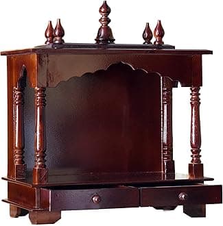 Wooden Temple/Home Temple/Pooja Mandir/Pooja Mandap/Temple for Home (Brown Jali)
