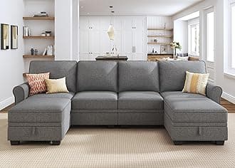 Convertible Sectional Sofa with Storage U Shaped Sectional Couch with Reversible Chaise Small Sectional Couches for Living Room,Grey