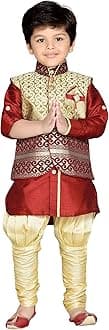 AJ DEZINES Kids Ethnic Wear Kurta Pyjama Waistcoat Set for Boys