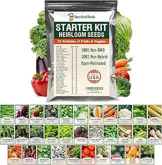 15,000 Heirloom Seeds | 32 Seed Types | Survival Seeds | 2026 Season | Non GMO Vegetable and Fruit Seeds | Planting Outdoor & Indoor Garden