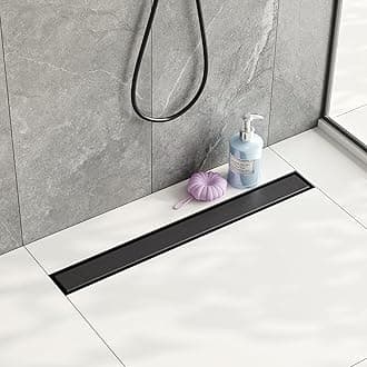 24-Inch Black Tile Linear Shower Drain