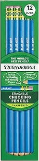 Erasable Checking Wood-Cased Pencils, Pre-Sharpened, Blue, 12 Count