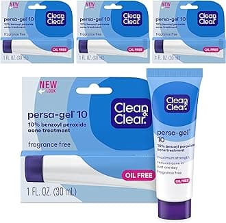 Persa-Gel 10 Oil-Free Acne Spot Treatment with Maximum Strength 10% Benzoyl Peroxide, Topical Pimple Cream & Acne Gel Medication for Face Acne, Fragrance-Free, 1 fl. oz, 4 Count