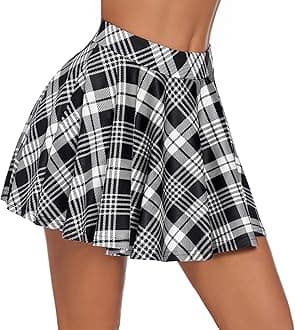 Pleated Mini Skirt Plaid Skirts High Waist A Line Skater Skirt for Lingerie Schoolgirl