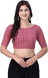 OOMPH! Traditional Cotton Fabric Blouse for Women | Elbow Length Sleeves | Wedding & Festival wear | Comfortable & Trendy Ethnic Wear | Readymade Blouse for Saree & Lehenga