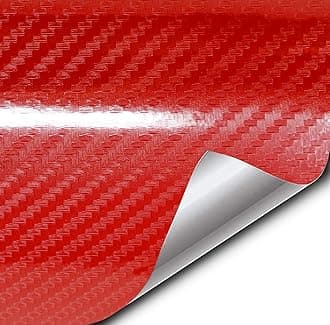 Epoxy High Gloss Carbon Vinyl Automotive Wrap Film DIY Easy to Install No Mess (1ft x 5ft, Red)