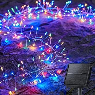 Brightown Solar String Lights for Outside, 2 Packs Total 39.2Ft 480 LED Solar Fairy Lights for Outdoor Waterproof with 8 Modes for Patio Party Garden Yard Home, Multicolor
