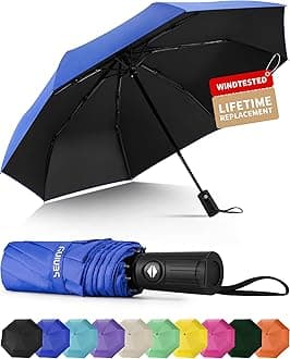 Seniny Windproof Travel Umbrella, Automatic Umbrellas for Rain, Portable & Compact Umbrellas for Backpack, Strong UV for Protection, Folding Small Sun Umbrella for Car, Walking