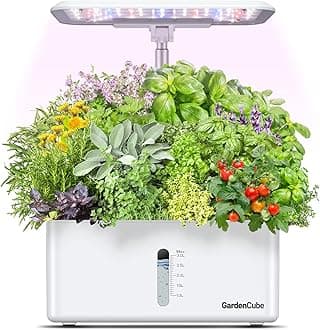 Hydroponics Growing System Garden: 8 Pods Indoor Herb Garden with Grow Light Plants Germination Kit Quiet Automatic Hydroponic Height Adjustable - Gardening Gifts for Women Kitchen White