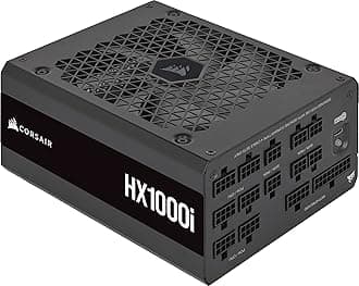 HX1000i Fully Modular Ultra-Low Noise ATX Power Supply - ATX 3.0 & PCIe 5.0 Compliant - Fluid Dynamic Bearing Fan - CORSAIR iCUE Software Compatible - 80 Plus Platinum Efficiency - Black