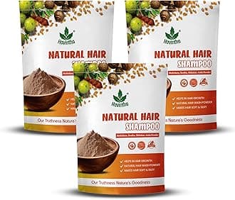 Natural Hair Shampoo with Amla, Reetha, Shikakai and Methi dana 8 oz / 227 grams (pack of 3)