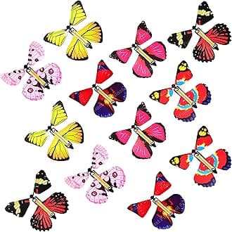 FunBlast Flying Butterfly Toy, Magic Wind up Butterflies Toys, Colourful Butterflies Toys for Boys/Girls, Plastic Flying Butterflies for Kids, Fairy Toys for Girls/Boys- Multicolour (Pack of 12)