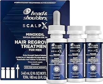 Scalp X 5% Minoxidil Hair Regrowth 2x Daily Leave-On Treatment for Men's Thinning Hair & Hair Loss, 3-Month Supply, 2 Fl Oz Each, (Set of 3)