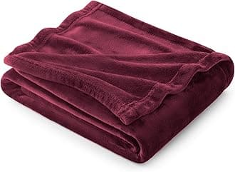 Bedsure Fleece Blanket Sofa Throw - Versatile Blanket Fluffy Soft Throw for Bed and Couch Throw/Single, Burgundy, 130x150cm