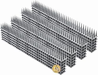 KADAX Plastic Bird Spikes, 51 x 4 x 3 cm, Wall Spikes, Fence Tops Spikes, Pigeon Repellent, Deterrent for Birds, Cats, Anti Climb Spikes, Squirrel Repellent (24, Silver)