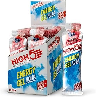 HIGH5 Energy Gel Aqua - Quick Release Sports Gels to Power Muscles for Peak Performance - Natural Fruit Juice & Caffeine-Free - Energy Boost for Running, Cycling and Endurance (Berry, 20 x 66g)