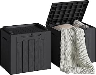 Devoko 30 Gallon Resin Deck Box 2 Pack Outdoor Indoor Waterproof Storage Box for Patio Furniture Pool Accessories Storage for Cushion Garden Tools (Black, 2 Pack)