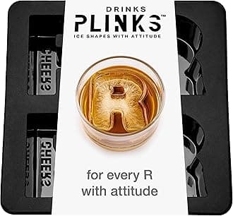 DrinksPlinks Letter R Ice Cube Mold - Custom Silicone Bourbon Ice Cube Molds – Personalized Monogram R Large Tray for Cocktails & Initials Drinks - Big Whiskey Trays - Fun Customized Gifts