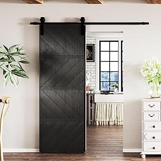 BARNER HOME 30in X 84in Sliding Barn Door, MDF, with Waterproof Surface, DIY Assemble, Pre-drilled Barn Door Slab with Installation Hardware Kit,Black